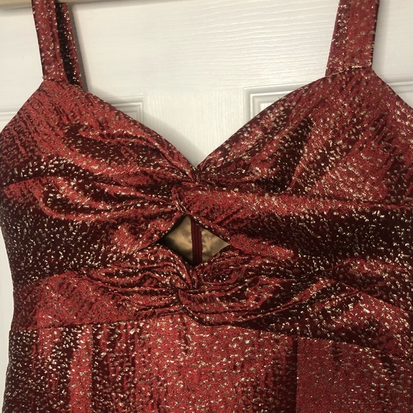 Anthropologie ML Monique Lhuillier Flounced Metallic Dress - Picture 4 of 16